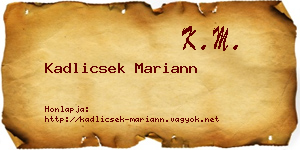 Kadlicsek Mariann névjegykártya