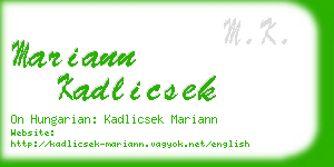 mariann kadlicsek business card